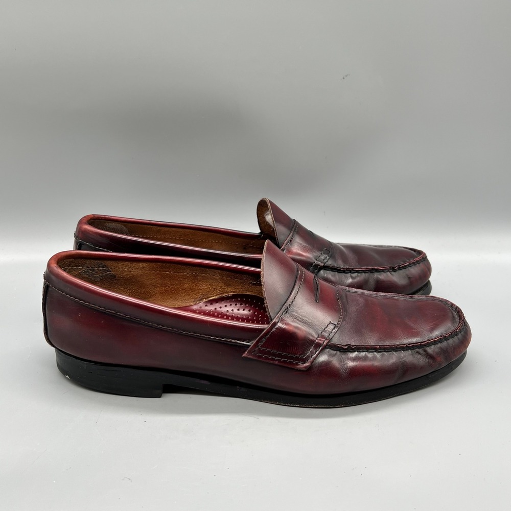 GH Bass & Co. Shoes Mens 11.5 Burgundy Leather Weejuns Slip On Penny Loafers